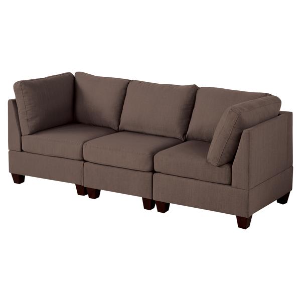 Dawnview Modular 3-Piece Loveseat Set - Black Coffee - Linen-like Fabric - Wood Frame Dawnview Modular, dawnview, modular, 3piece, loveseat, set, black, coffee, linenlike, fabric
