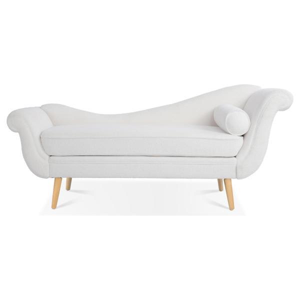 Larkston Chaise Lounge with Scroll Arms - White - Birch Legs Larkston Chaise, larkston, chaise, lounge, scroll, arms, white, birch, legs, living
