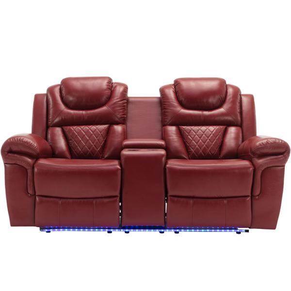 Valkira Home Theater Seating Manual Recliner Loveseat - Wind Red Faux Leather Valkira Home, valkira, home, theater, seating, manual, recliner, loveseat, wind, red