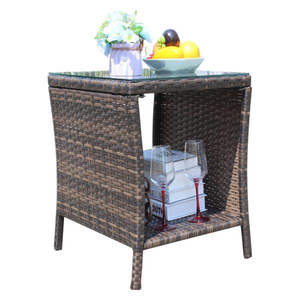 Dovetail Rattan 19"L x 19"W Coffee Table - Tempered Glass Top - Brown 