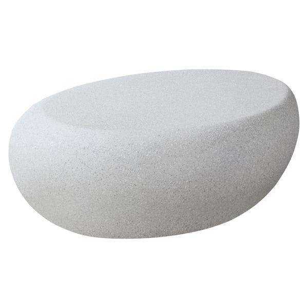 Volcanis 43"L x 33"W Coffee Table - Matte Rocks Design - Beige Fiberglass 