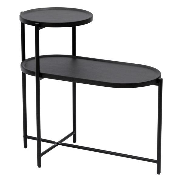 Brookhollow Round Coffee Table - 28 in. L x 28 in. W - with Storage Tray - Metal and Wood - Black 