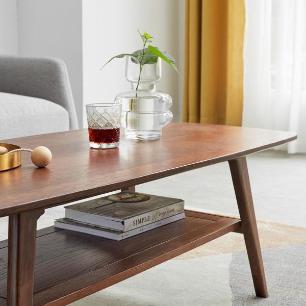 Finesse Center Table 39"L x 20"W Coffee Table - Solid Oak Wood 