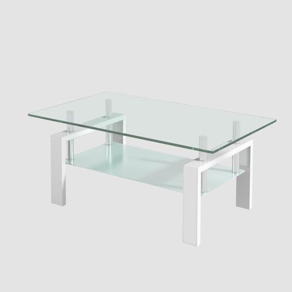 Coveville 39"L x 24"W Coffee Table - Tempered Glass - Transparent 