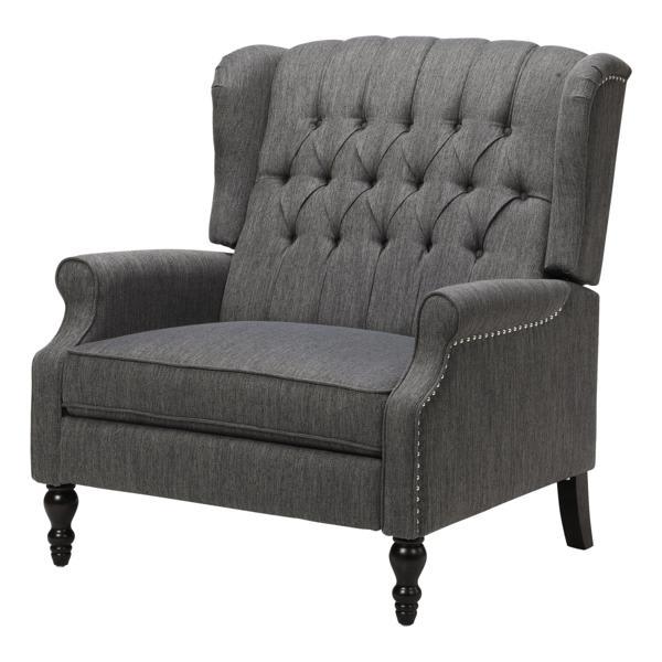 Luxon Recliner - Button Tufted Diamond Stitch - Charcoal Fabric 