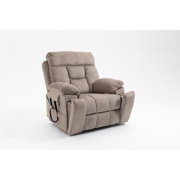 Maisonette AandB Home Furnishing Electric Lift Chair - Chenille - Light Brown 