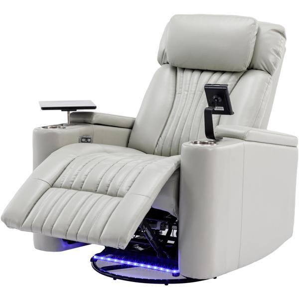 Briarlane 41" Recliner Chair - Power Swivel - Grey Polyurethane Leather 