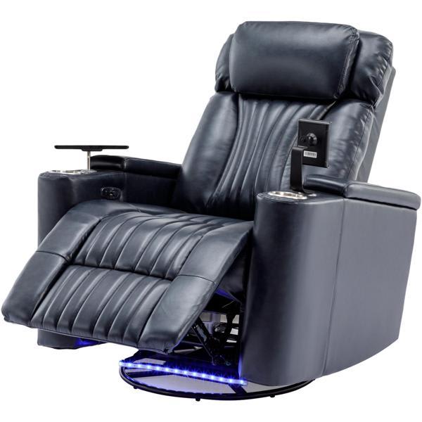 Briarlane 41" Recliner Chair - Power Swivel - Blue Polyurethane Leather 