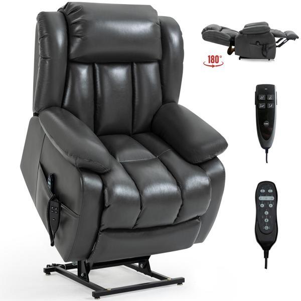 Ensemble 43" Recliner and Massage Chair - Power Lift - Grey Metal and Wood 