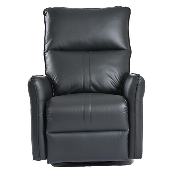 Soleil 42" Recliner - Power Swivel Rocker - Black Polyurethane 