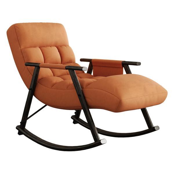 Drift Casual Folding Rocking Chair - Adjustable High Back and Foot Rest - Orange Velvet 