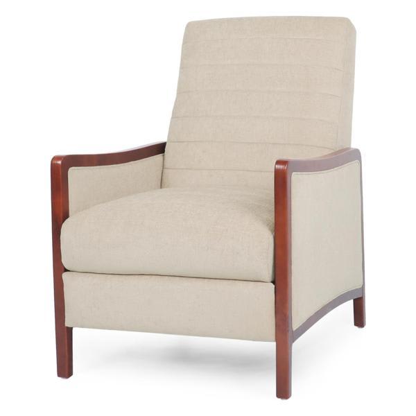 Casa Vita Mid-Century Modern Recliner - Channel Stitch - Sand Fabric 