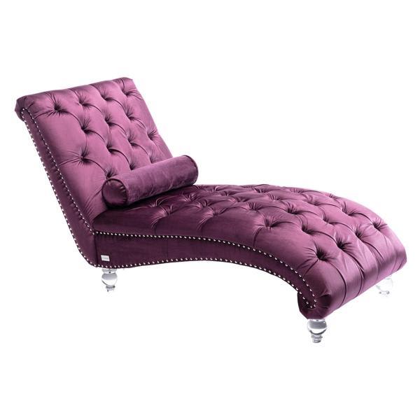 Lunaria Velvet Chaise Lounge - Button-Tufted - Purple Velvet 
