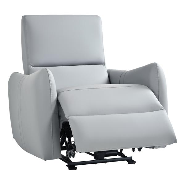 Denton Wall Hugger Power Recliner - USB Port - Blue Gray Polyurethane 
