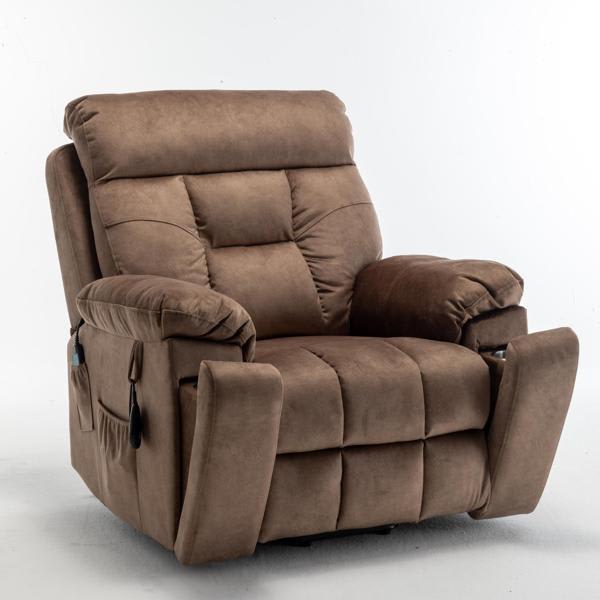 Majestia 27" Recliner Lift Chair - Massage and Heating - Antique Brown Velvet 
