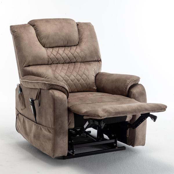 Empyreal AandB Home Furnishing Power Lift Recliner - Velvet - Beige Brown 