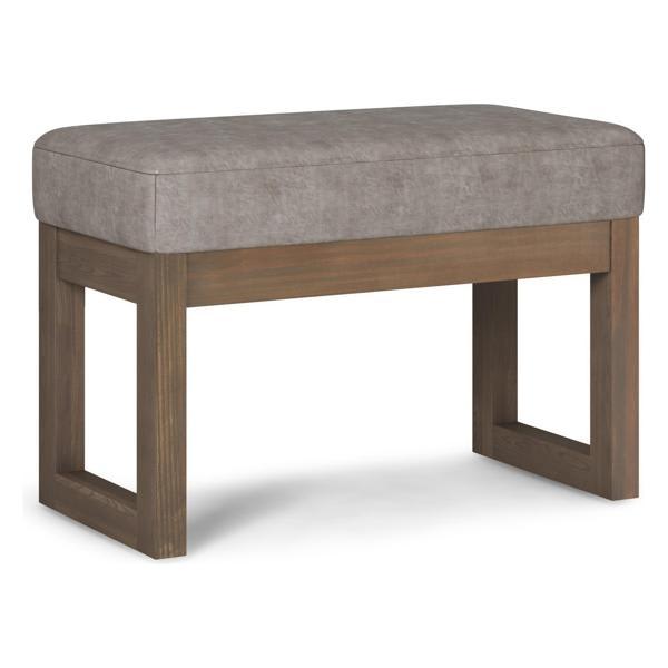 Glencoe Milltown Ottoman Bench - Distressed Gray Faux Leather 