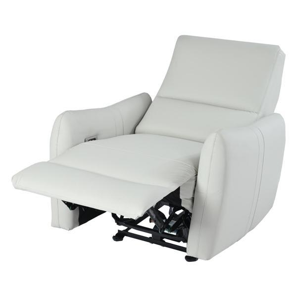 Denton Wall Hugger 32" Recliner - Power Reclining - Light Gray Polyurethane 