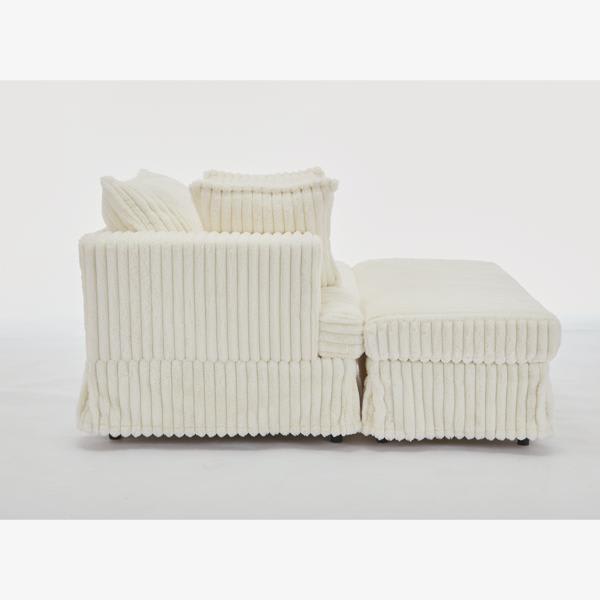 Morningside 48" Chaise Lounge with Ottoman - Corduroy - Beige 