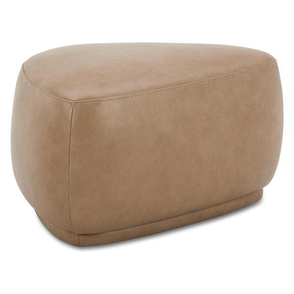 Zenith Pebble Rounded Triangle Ottoman - Tuscan Tan Brown Leather 