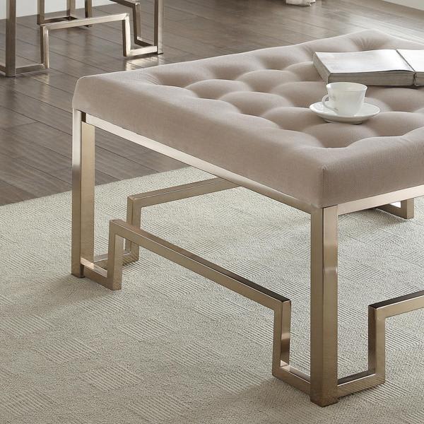 Jardinique Beige and Champagne Cocktail Ottoman - Tufted 
