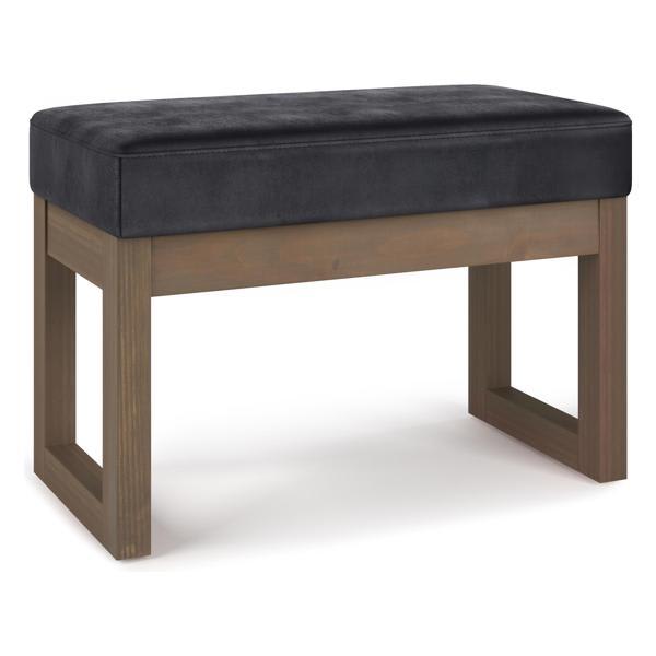 Havenwood 27" Ottoman Bench - Distressed Black Faux Leather 