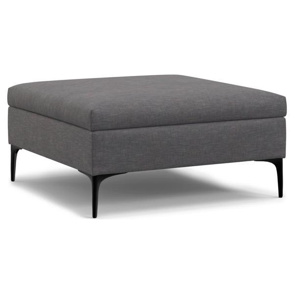 Amabel 36" Ottoman with Lift Up Lid - Slate Gray Linen-Style Fabric 