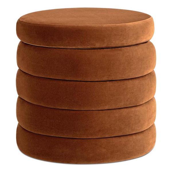 Duskview 19" Ottoman - Burnt Orange Velvet - Storage 
