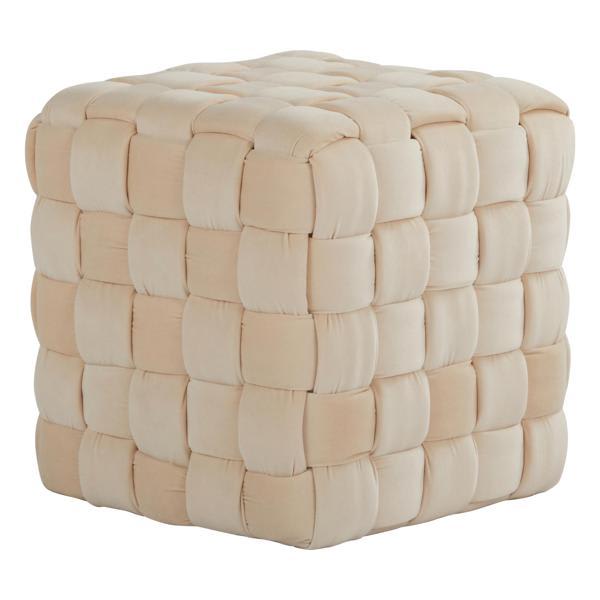 Etienne Braided 17" Ottoman - Cream Velvet 