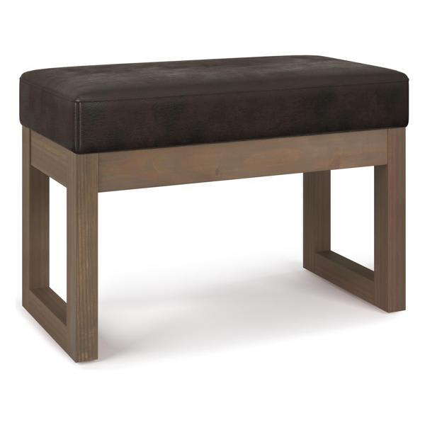 Marstonhall Milltown Ottoman Bench - Distressed Brown Faux Leather 