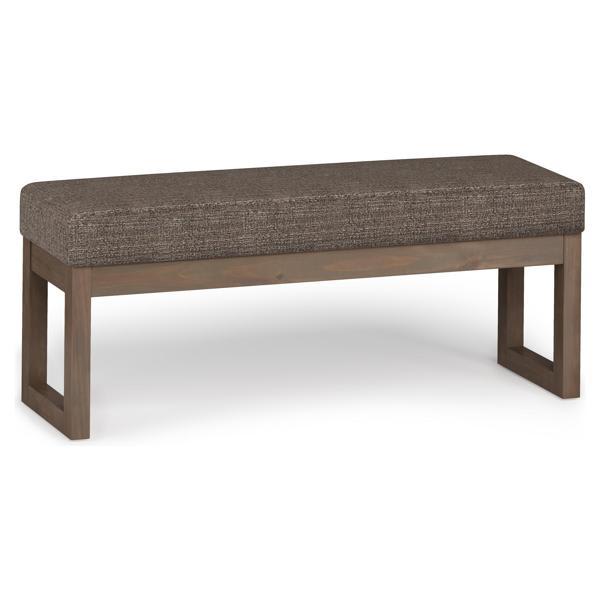 Windermere Milltown Ottoman Bench - Mink Brown Tweed Fabric - Driftwood Color Base 