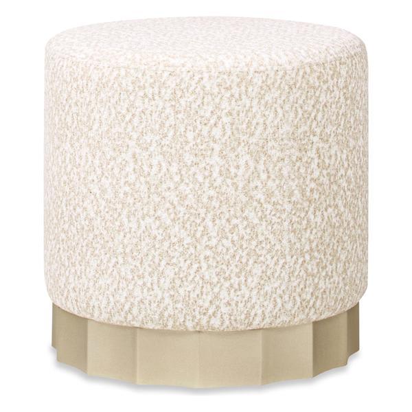 Dahlia 18" Ottoman - Speckled Egg Beige Chenille - Scalloped Base 