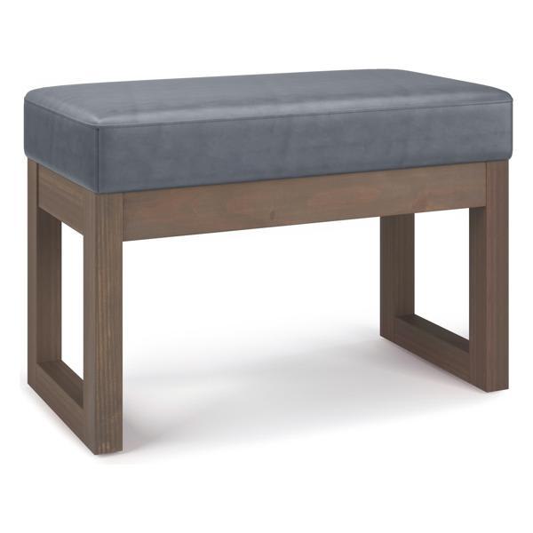 Stonehaven Milltown Ottoman Bench - Stone Grey Faux Leather 