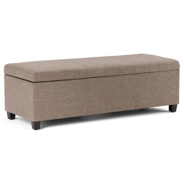 Gainesville Avalon Storage Ottoman Bench - Fawn Brown Linen Look Fabric 