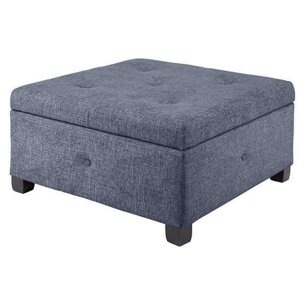 Fjord Aspen Storage Ottoman - Blue Polyester 
