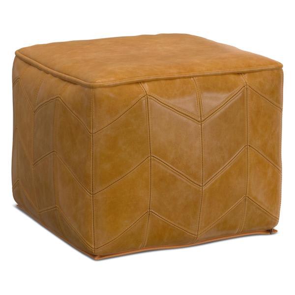 Morden Square Ottoman - Brown Genuine Leather 