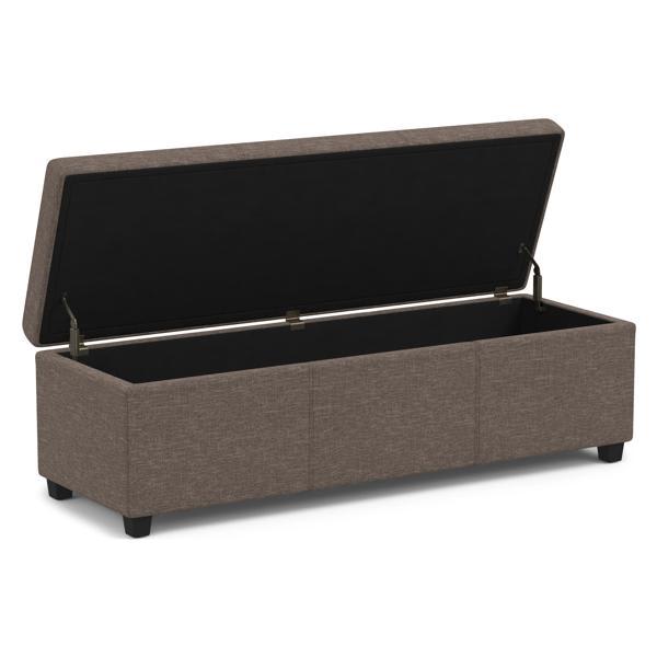 Dunbar Avalon Extra Large Storage Ottoman Bench - Fawn Brown Linen Look Fabric 