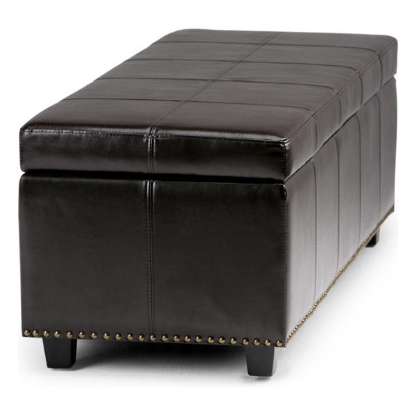 Eterna Kingsley Large Storage Ottoman - Coffee Brown Vegan Faux Leather 