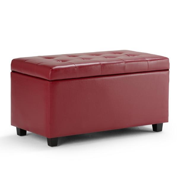 Aerolux Cosmopolitan Storage Ottoman - Red Faux Leather 