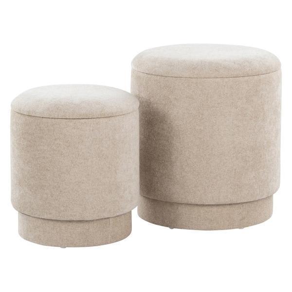 Umbertelli Marla Ottoman Set - Beige Fabric - Set of 2 