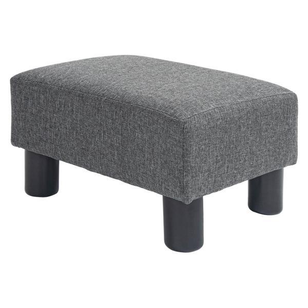 Dawnflower 9" Ottoman Foot Rest - Linen Upholstery - Charcoal Gray 