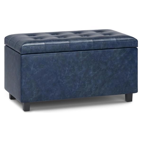 Denizon Cosmopolitan Storage Ottoman - Denim Blue Faux Leather 