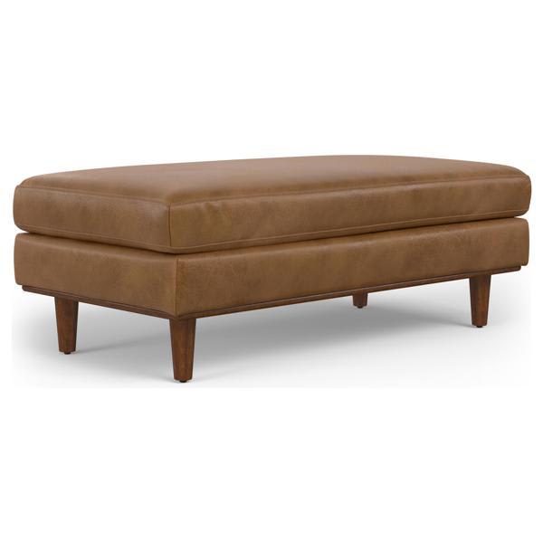 Argyra Morrison 48" Ottoman - Caramel Brown Leather 