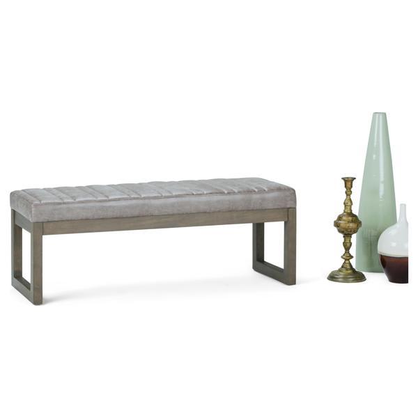 Jamestown Casey Ottoman Bench - Distressed Gray Faux Leather 