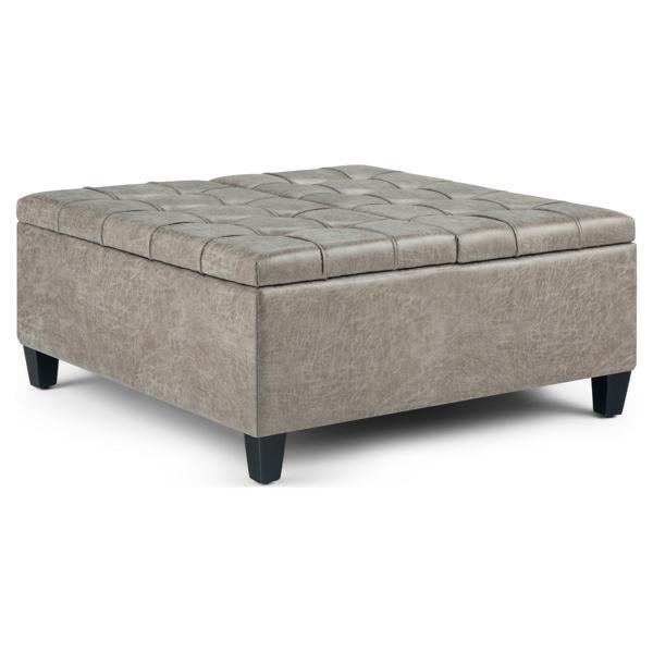 Eastside 17" Ottoman - Distressed Gray Taupe Vegan Faux Leather 