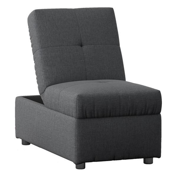 Vanco Denby Storage Ottoman Convertible Chair - Gray Fabric Upholstered - Solid Wood Frame 