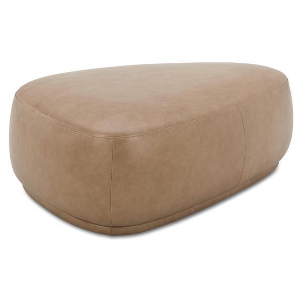 Zenith Pebble 44" Ottoman - Rounded Triangle - Tuscan Tan Brown Leather 