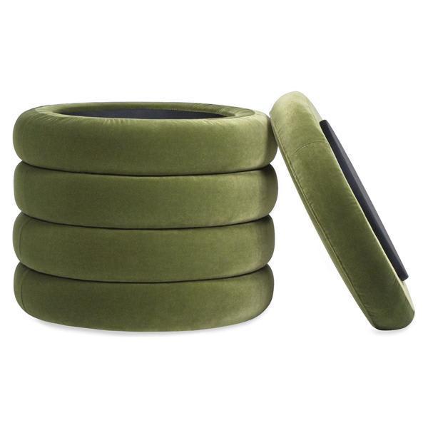 Duskview Fuji 19" Ottoman - Olive Green Velvet Storage Ottoman 