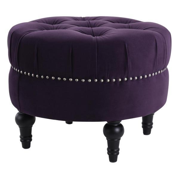 Astralyn Dawn 25" Ottoman - Tufted - Purple Velvet 