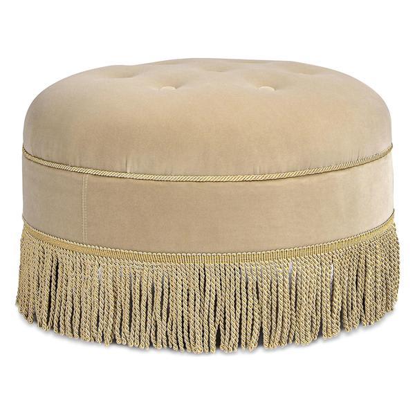 Yolanda 24" Round Ottoman - Brown Velvet - Button Tufted 